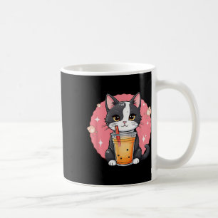 Taza De Café Cute Kawaii Cat Boba Tea japonés Estilo Tuxedo Kit