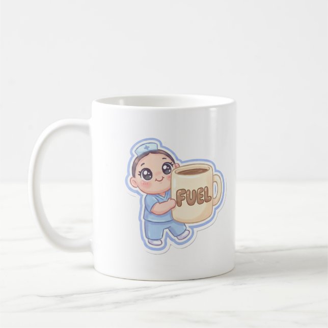 Taza De Café Cute Kawaii Chibi Nurse Giant Coffee Fuel Mug (Izquierda)