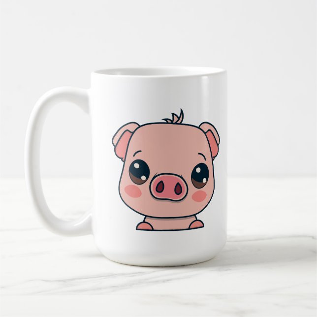 Taza De Café Cute Kawaii Chibi Pig (Izquierda)