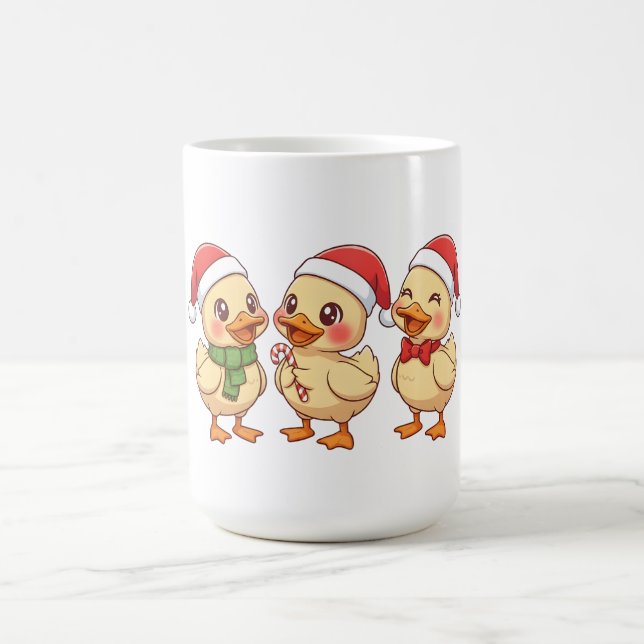 Taza De Café Cute Kawaii Christmas Ducks | Festive Holiday  (Centro)