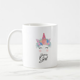 Taza De Café Cute Kawaii, colorido arcoiris, unicornio, Chica d