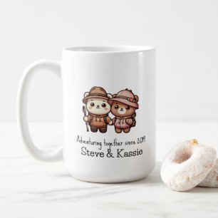 Taza De Café Cute Kawaii Con Pareja De Aventura Juntos