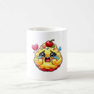 Taza De Café Cute Kawaii Cupcake Triste Llorando con Sticker Ro