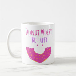 Taza De Café Cute Kawaii Donut Se Preocupa Por Feliz Donut