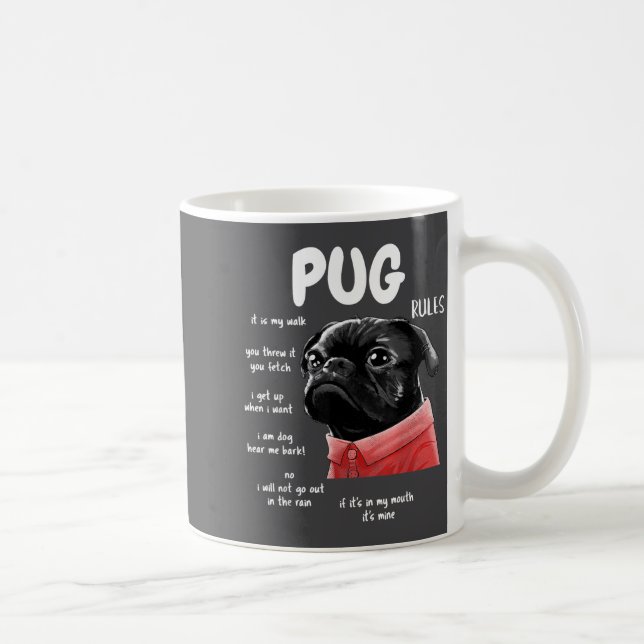 Taza De Café Cute Kawaii Funny Black Pug Dog Rules Men Women Ki (Derecha)