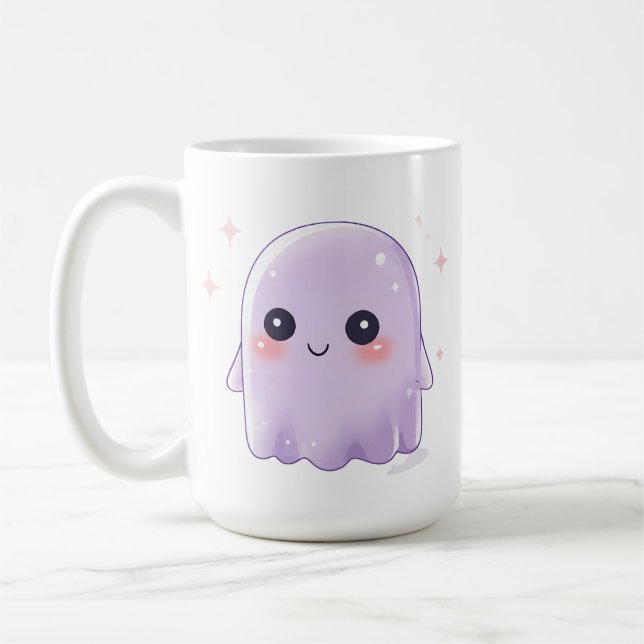 Taza De Café Cute Kawaii Ghost Coffee Mug | Cozy Halloween Cup (Izquierda)