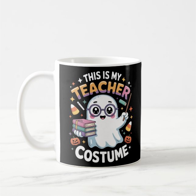 Taza De Café Cute Kawaii Ghost Teacher – Funny Halloween Class (Izquierda)