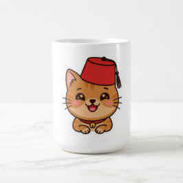 Taza De Café Cute Kawaii Gorro Fez Marroquí Gato Sticker