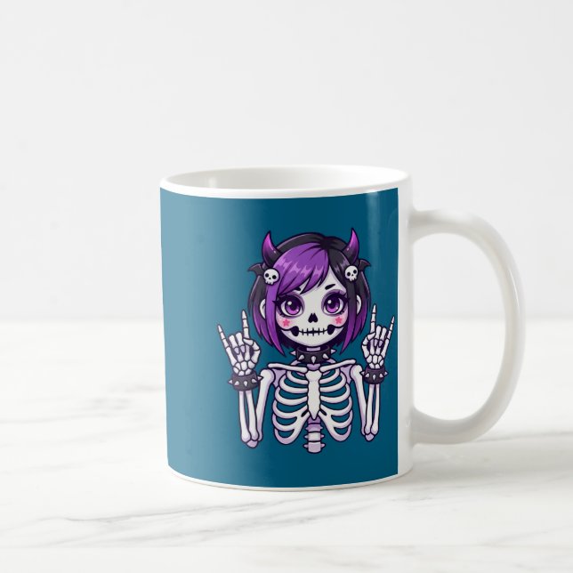 Taza De Café Cute Kawaii Goth Girl Skeleton Punk-goth Alternati (Derecha)