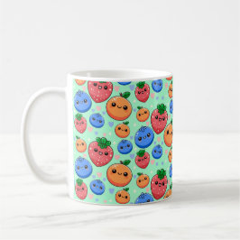 Taza De Café Cute Kawaii Green Orange Blue Fruit