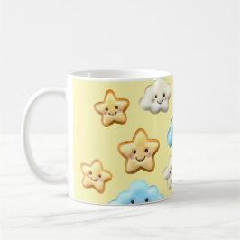 Taza De Café Cute Kawaii Happy Clouds & Stars Pattern Baby