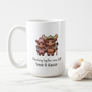 Taza De Café Cute Kawaii Moose Pareja de aventuras juntas