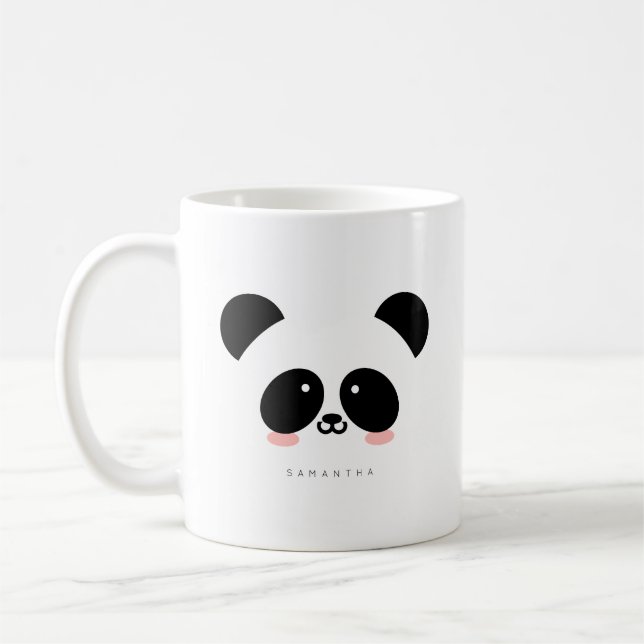 Taza De Café Cute Kawaii Panda| Agregar su nombre (Izquierda)