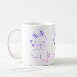 Taza De Café Cute Kawaii Pastel Morado Conejito Risueño Corazon