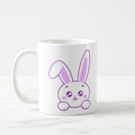 Taza De Café Cute Kawaii Pastel Púrpura Conejo Peeking Lindo