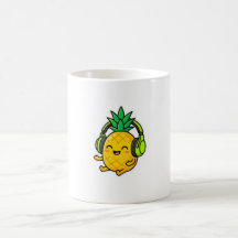 Cute Kawaii Piña con Auriculares SuSticker