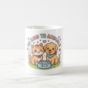 Taza De Café Cute Kawaii Sé Amable Con Los Animales Pegatina de