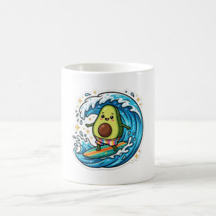 Taza De Café Cute Kawaii Surfing Aguacate Ola Oceánica SummStic