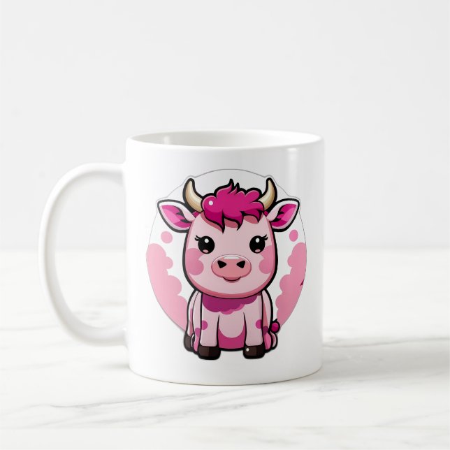 Taza De Café Cute Kawaii vaca rosa (Izquierda)
