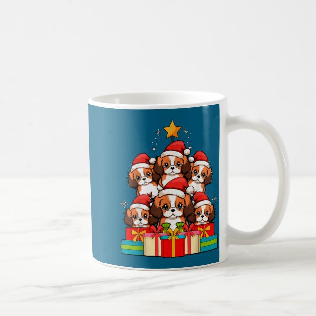 Taza De Café Cute King Charles Cavalier Le Dog Navidad Árbol X (Derecha)