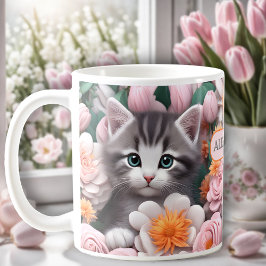 Taza De Café Cute Kitten Garden Cat Lover Nombre Mug