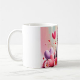 Taza De Café Cute kitten hearts flowers