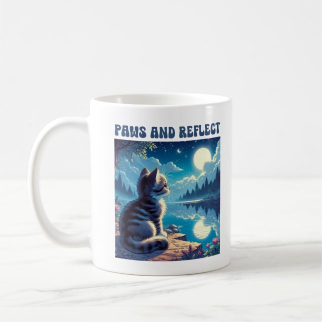 Taza De Café Cute Kitten Refleja Mensaje Mug (Izquierda)