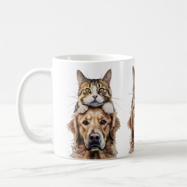 Taza De Café Cute Kitten y Labrador Mejor Mug de Amigos (Izquierda)