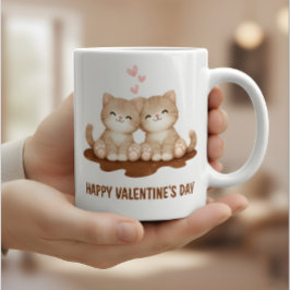 Taza De Café Cute Kittens Happy Valentine's Day Mug Cat Lover