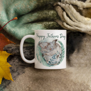 Taza De Café Cute Koala bebé abrazo acuarela Día del Padre Anim