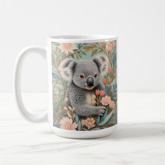 Taza De Café Cute Koala Elegant Pastel Floral