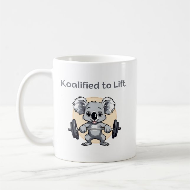 Taza De Café Cute koala lifting weights - koalified to lift (Izquierda)