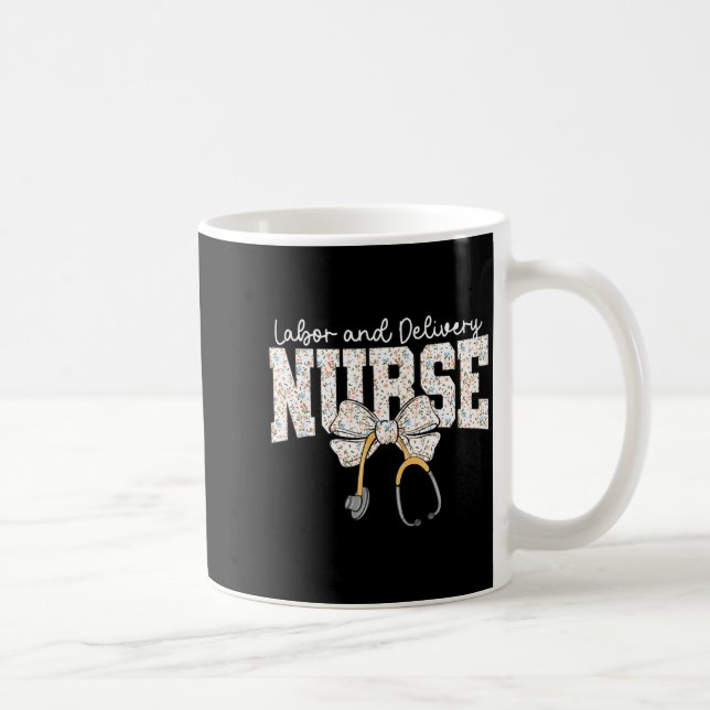 Taza De Café Cute Labor And Delivery Nurse Stethoscope Coquette (Derecha)