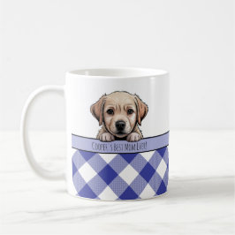 Taza De Café Cute Labrador Puppy Best Dog Mom Dark Blue Gingham