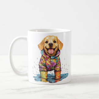 Taza De Café Cute Labrador Retriever Rain Puddle
