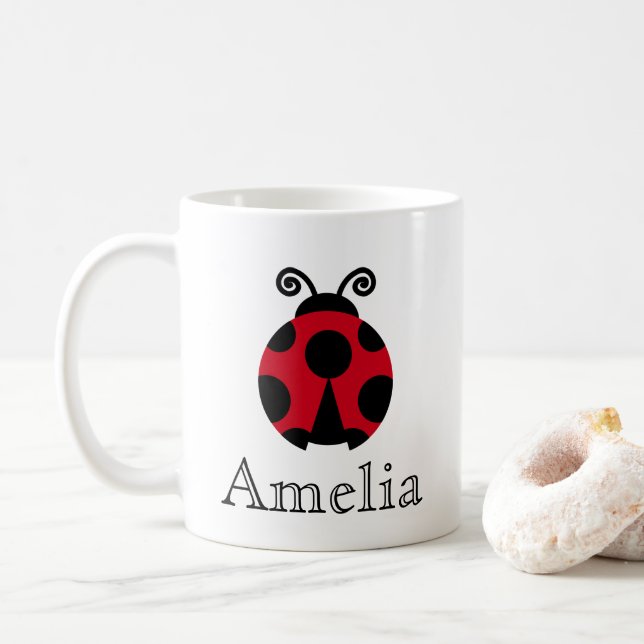 Taza De Café Cute Ladybug Personalizado (Con donut)
