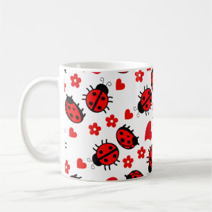 Taza De Café Cute Ladybug Polka Dots Black Red Seamless Pattern