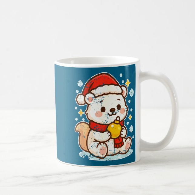 Taza De Café Cute Lar Bear Winter With Santa Hat  (Derecha)