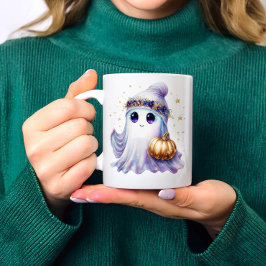 Taza De Café Cute Lavendar Fantasma Púrpura Halloween Spooky Bo