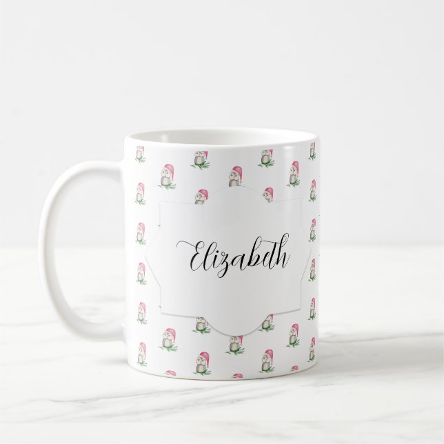 Taza De Café Cute Lechuzas Acuáticas Monogramadas (Izquierda)