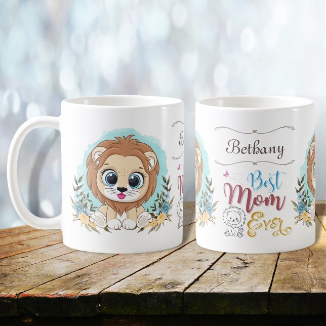 Taza De Café Cute León Floral Tema Mejor Mamá Personalizada (Subido por el creador)