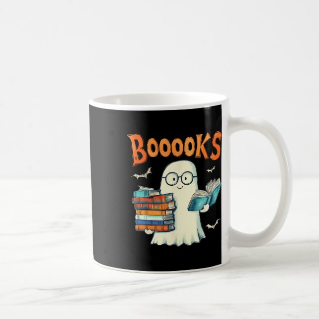 Taza De Café Cute libro fantasma leyendo libros de profesores d (Derecha)