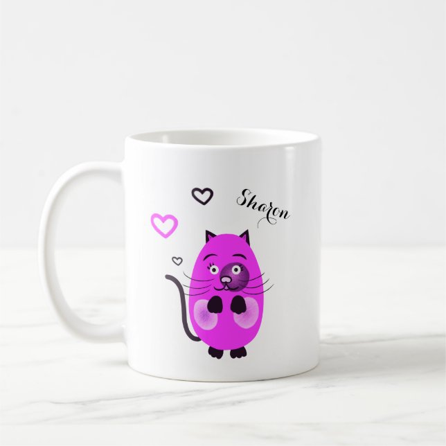Taza De Café Cute lilac cat (Izquierda)