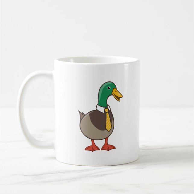 Taza De Café Cute Mallard Duck White Collar Necktie (Izquierda)