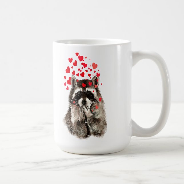 Taza De Café Cute mapache resbalando besos de naturaleza animal (Derecha)