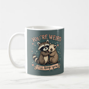 Taza De Café Cute mapache y Ferret Hug con graciosa cita