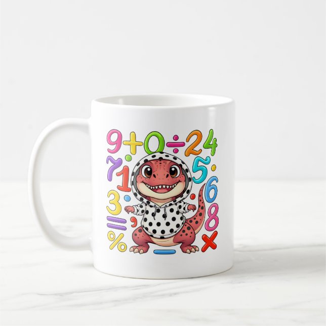 Taza De Café Cute Maths Dinosaur Numbers Mug for Kids (Izquierda)