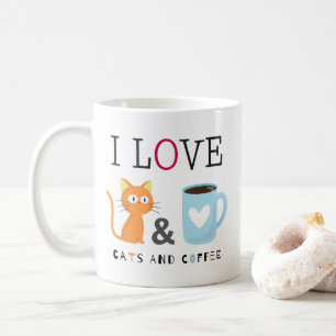 Taza De Café Cute me encantan los gatos y el café blanco