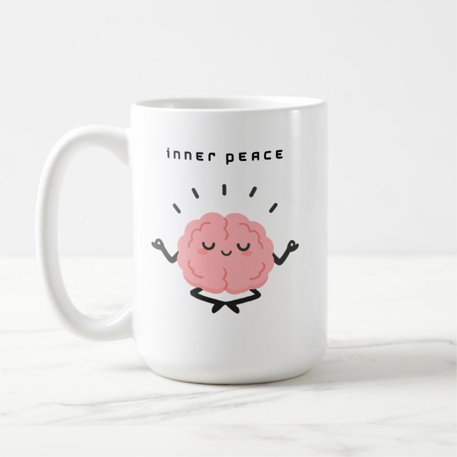 Taza De Café Cute Meditating Brain & Minimalist Inner Peace (Izquierda)