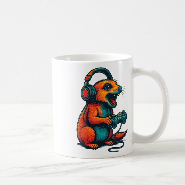 Taza De Café Cute Meerkat Video Game Controller Funny Gamer (Derecha)